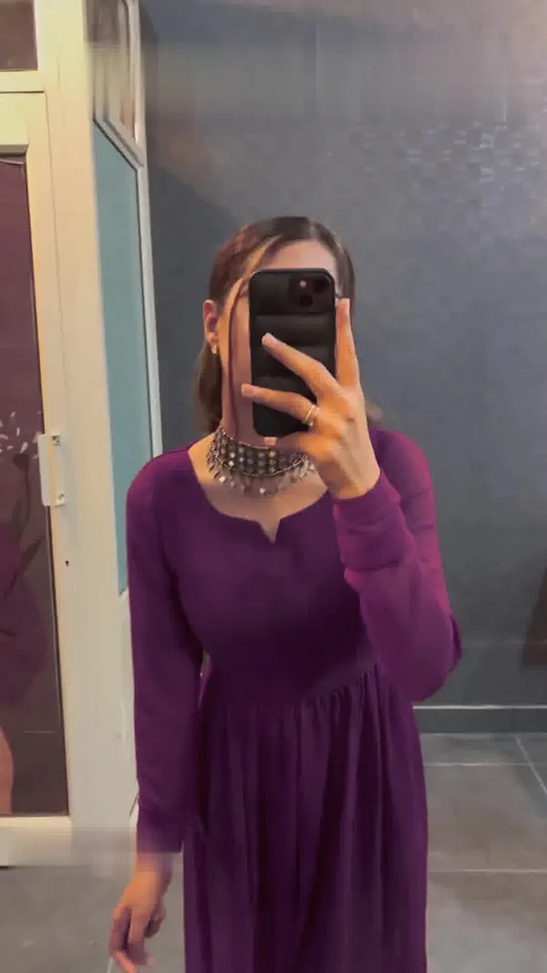 Solid_Georgette_Flared_Kurta_Purple
