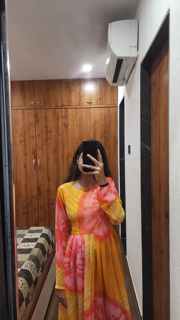 Kalamkari_Georgette_Straight_Kurta_Yellow
