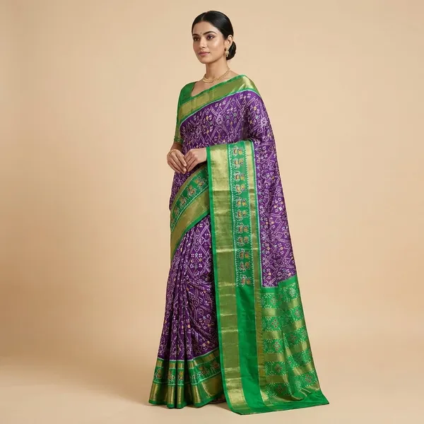 Green_And_Purple_Silk_Traditional_With_Zari_Saree_For_Women