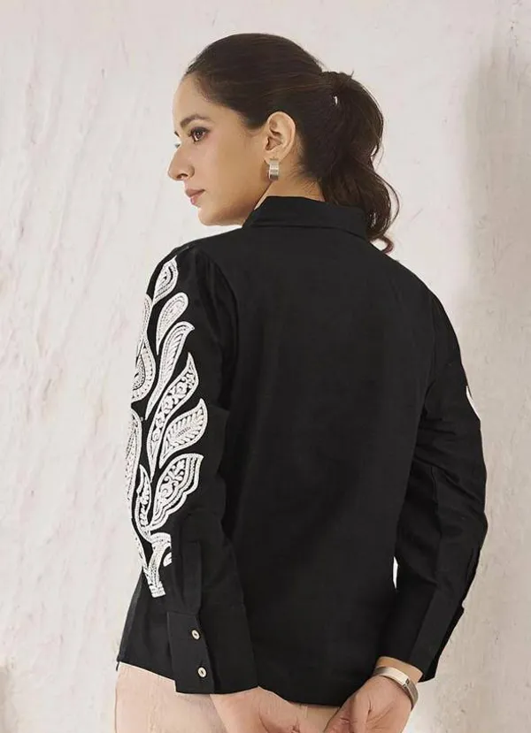 Black_Cotton_Embroidered_Premium_And_Elegant_Shirt_For_Women