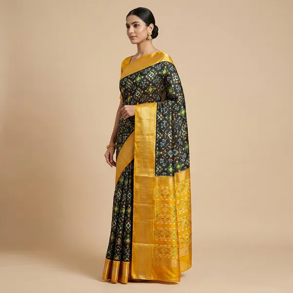 Black_And_Yellow_Traditional_Patola_Silk_Saree_For_Women