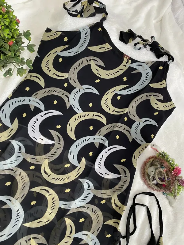Black_Printed_Georgette_Trail_Cut_Kurta