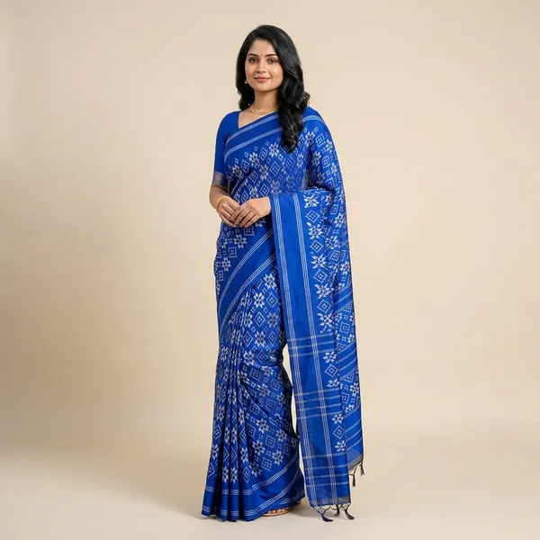 Blue_Silk_Traditional_Ikat_Printed_Saree_For_Women