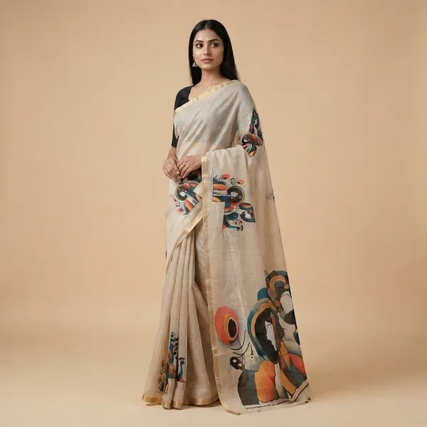 Off_White_Cotton_Artistic_Print_Saree_For_Women