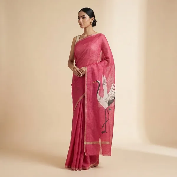 Pink_Cotton_Handloom_Slub_Saree_For_Women