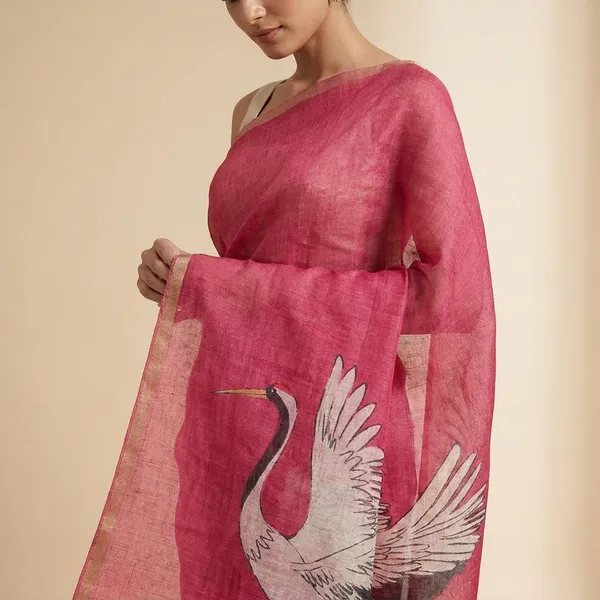 Pink_Cotton_Handloom_Slub_Saree_For_Women
