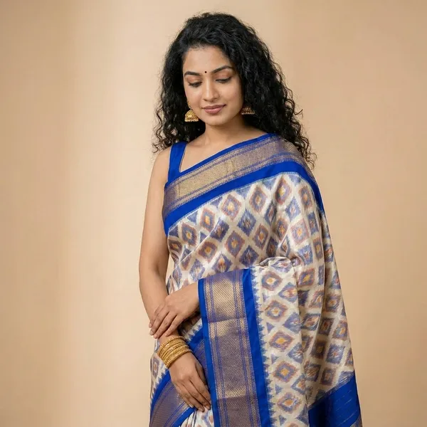 Blue_And_White_Traditional_Geometric_Silk_Saree_For_Women
