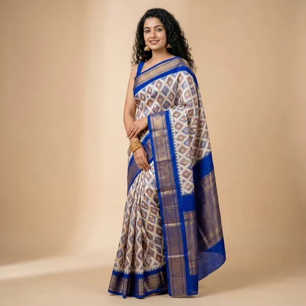 Blue_And_White_Traditional_Geometric_Silk_Saree_For_Women