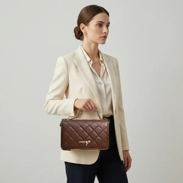 Quilted_Brown_Crossbody_Sling_Bag_With_Chain_Strap