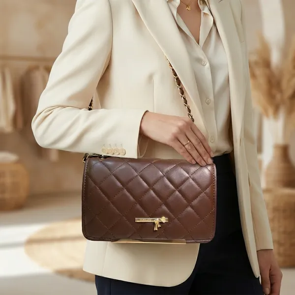 Quilted_Brown_Crossbody_Sling_Bag_With_Chain_Strap