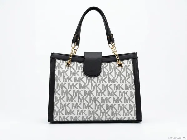 Luxe_Office_Tote_Women's_Designer_Tote_Bag_With_Chain_Handles_And_Monogram_Pattern