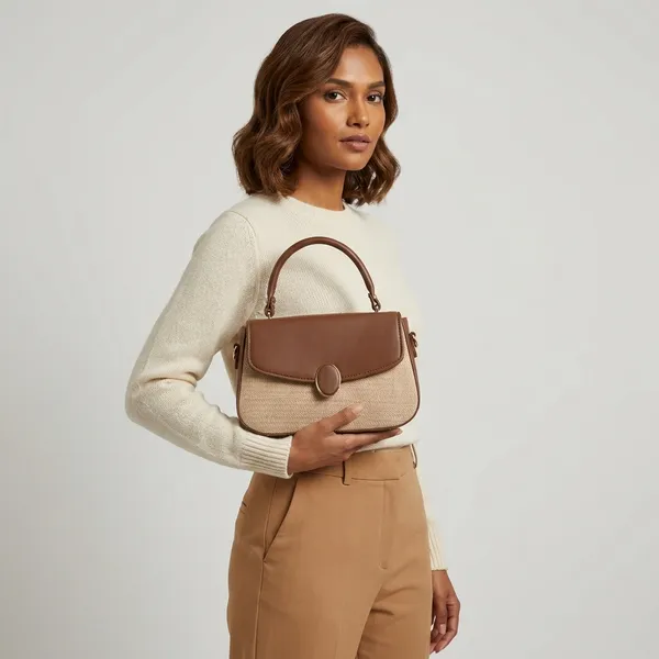 Beige_And_Brown_Tweed_Handbag_With_Top_Handle