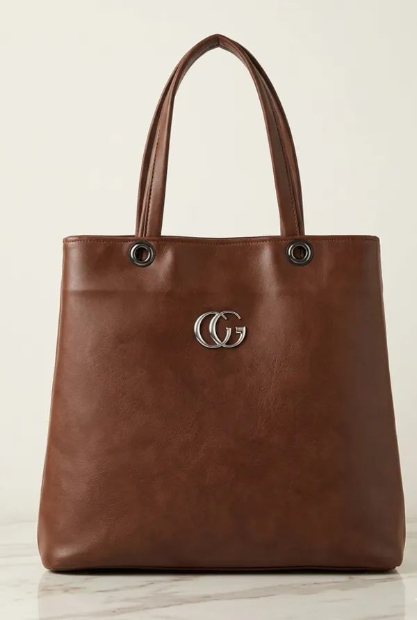 Viva_Everyday_Polyurethane_Leather_Tote_Bag_Brown
