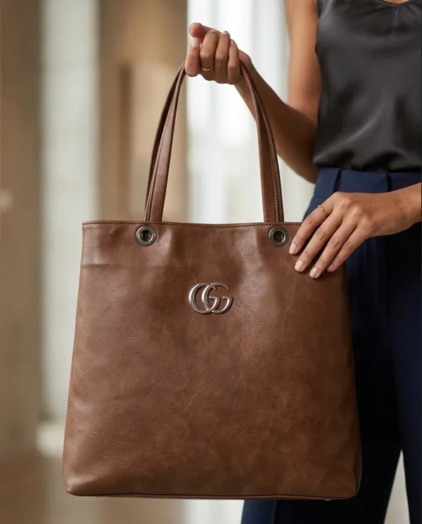 Viva_Everyday_Polyurethane_Leather_Tote_Bag_Brown