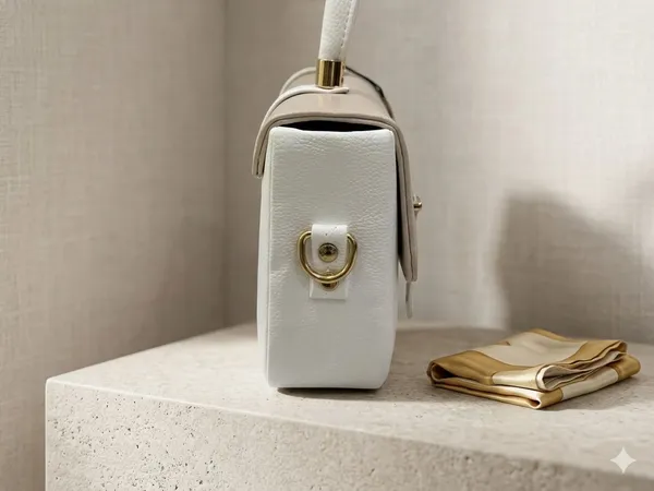 Luxe_White_And_Brown_Structured_Mini_Handbag_With_Top_Handle_And_Gold_Hardware