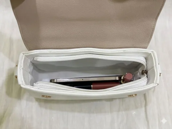 Luxe_White_And_Brown_Structured_Mini_Handbag_With_Top_Handle_And_Gold_Hardware