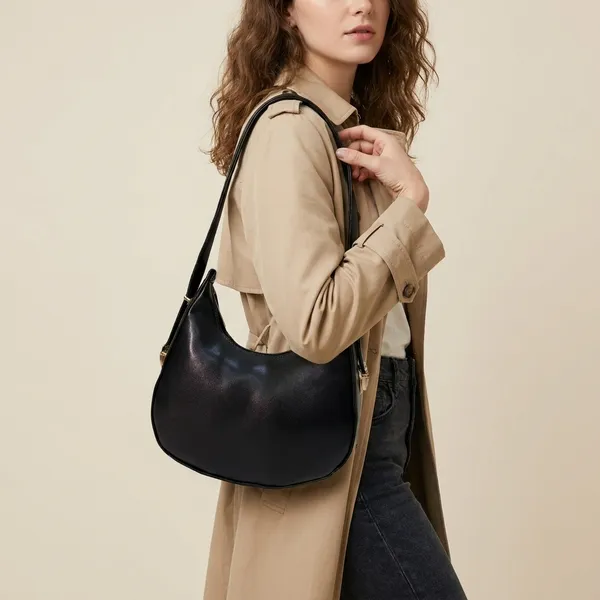 Classic_Black_Crescent_Shoulder_Bag_With_Gold_Hardware
