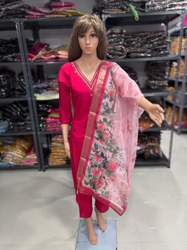 Pink_Embroidered_Salwar_Suit_Set_With_Floral_Dupatta