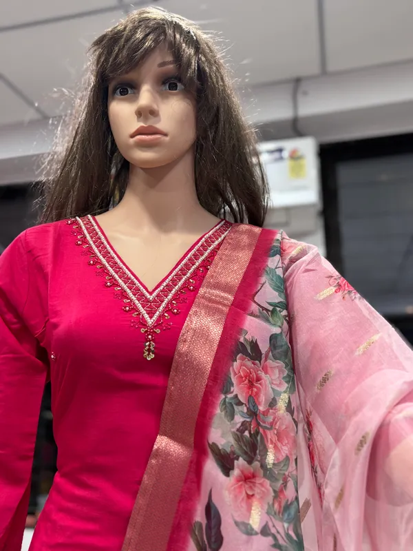 Pink_Embroidered_Salwar_Suit_Set_With_Floral_Dupatta