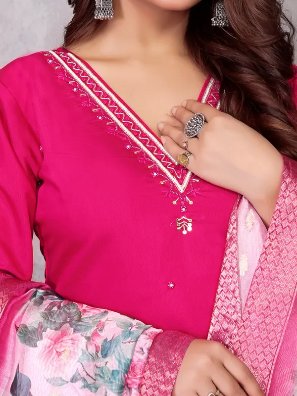 Pink_Embroidered_Salwar_Suit_Set_With_Floral_Dupatta