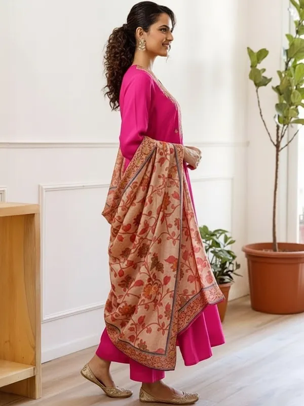Pink_Embroidered_Kurta_Set_With_Floral_Dupatta