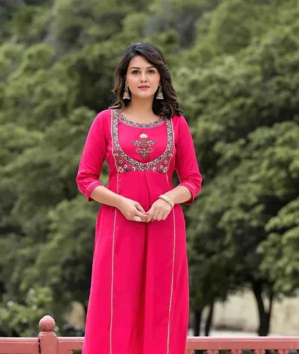 Pink_Anarkali_Kurta_With_Embroidered_Yoke_And_Dupatta