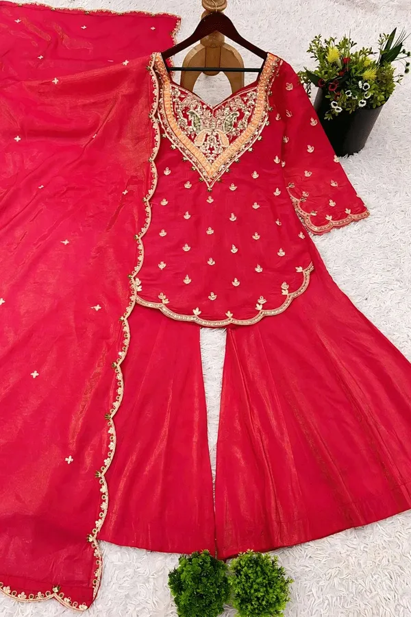 Red_Embroidered_Sharara_Suit_Set