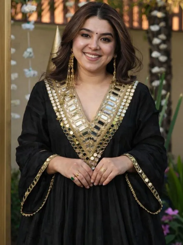 Black_Anarkali_Suit_Set_With_Golden_Embellished_Yoke_And_Dupatta