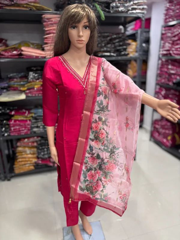 Pink_Embroidered_Salwar_Suit_Set_With_Floral_Dupatta