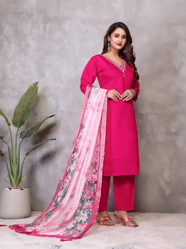 Pink_Embroidered_Salwar_Suit_Set_With_Floral_Dupatta