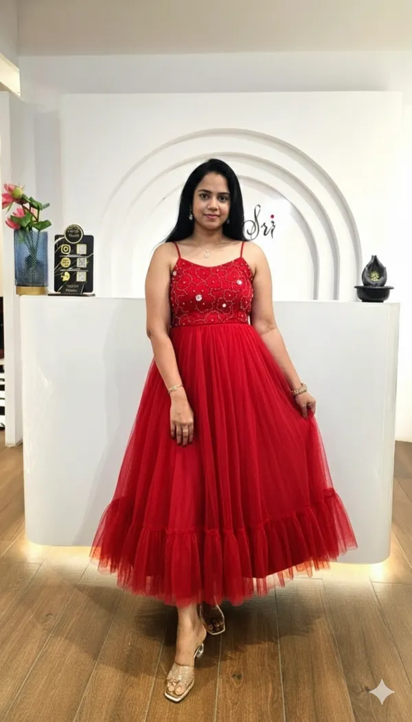 Red_Embellished_Gown_With_Tulle_Skirt_For_Women