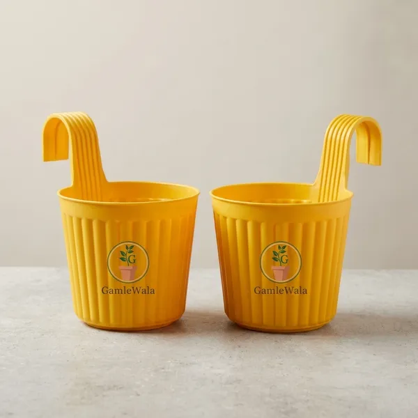 Dhuarndhar_Pack_Of_2_Only_Yellow_Hook_Pot_Balcony_Pots_Flower_Pots_2pcs