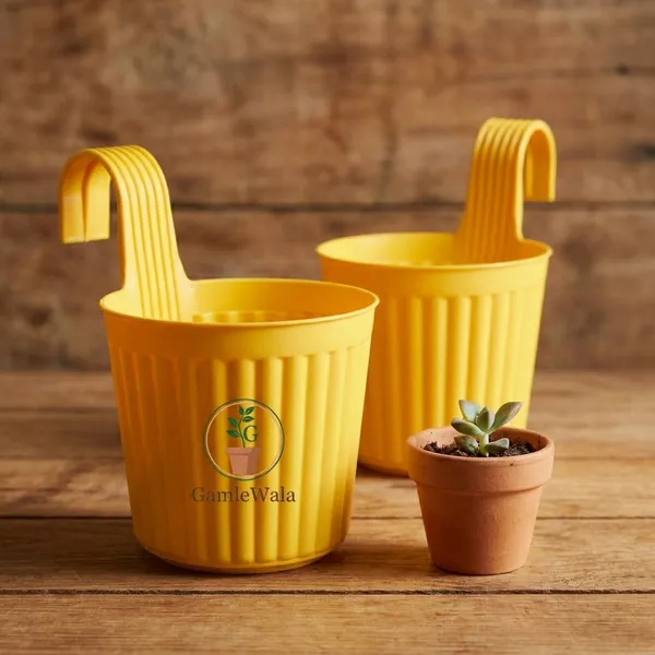 Dhuarndhar_Pack_Of_2_Only_Yellow_Hook_Pot_Balcony_Pots_Flower_Pots_2pcs