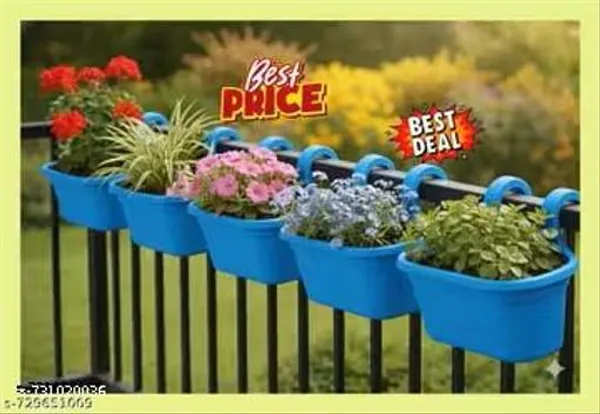 Double_Hook_Hanging_Planter_4_Pcs_Only_Blue_For_Balcony