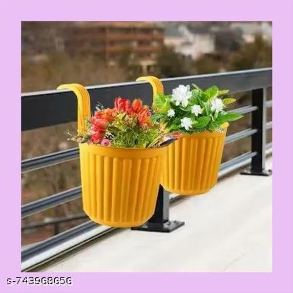 Dhuarndhar_Pack_Of_2_Only_Yellow_Hook_Pot_Balcony_Pots_Flower_Pots_2pcs