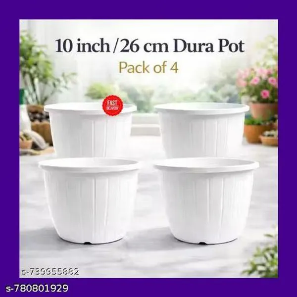 10_Inch_Dura_Pots_Pack_Of_4_Planter_Flower_Pots_White_Color_4_Pcs