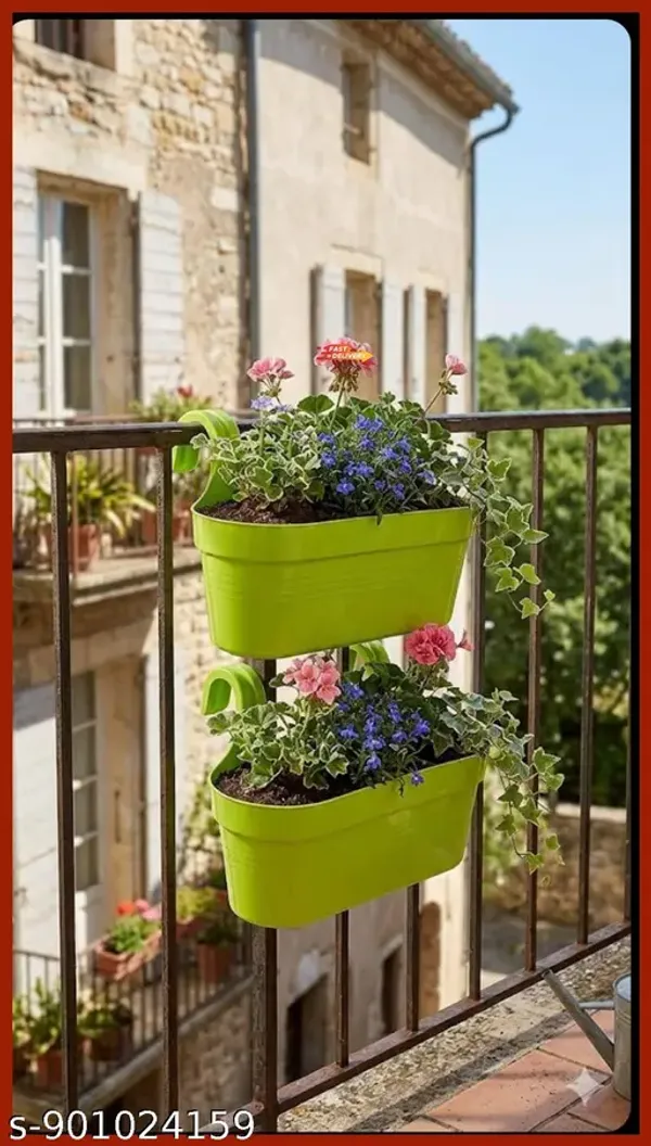 Only_Green_Double_Hook_2pcs_Railing_Pot_Gardenung_Pot_Balocny_Pot_Hangning_Pot