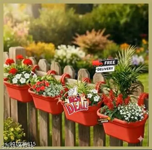 Pack_Of_4_Only_Red_Double_Hook_4pcs_Railing_Pot_Gardenung_Pot_Balocny_Pot_Hangning_Pot