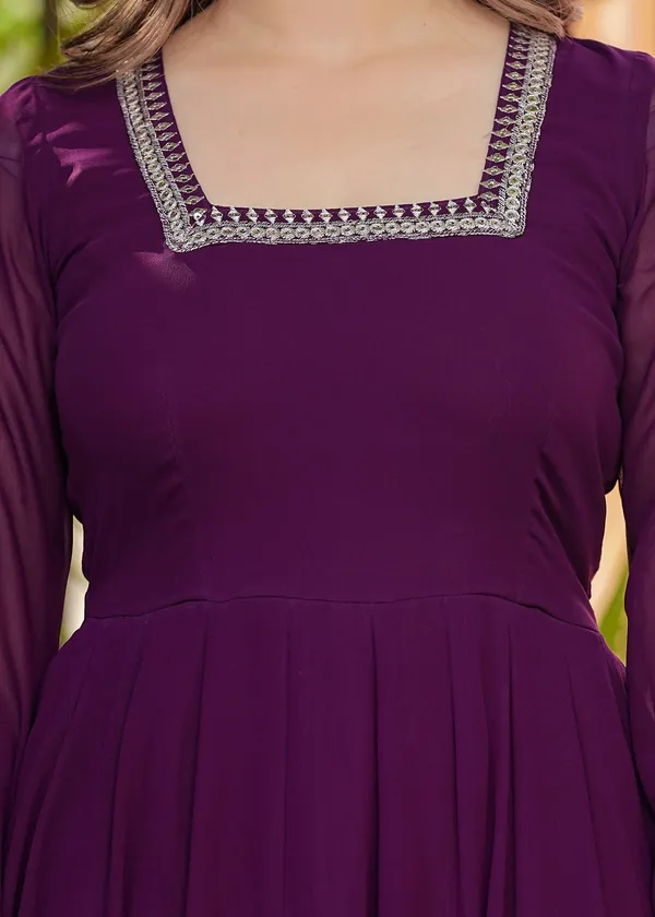 Purple_Georgette_/_Cotton_Premium_Kurta_Set_For_Women