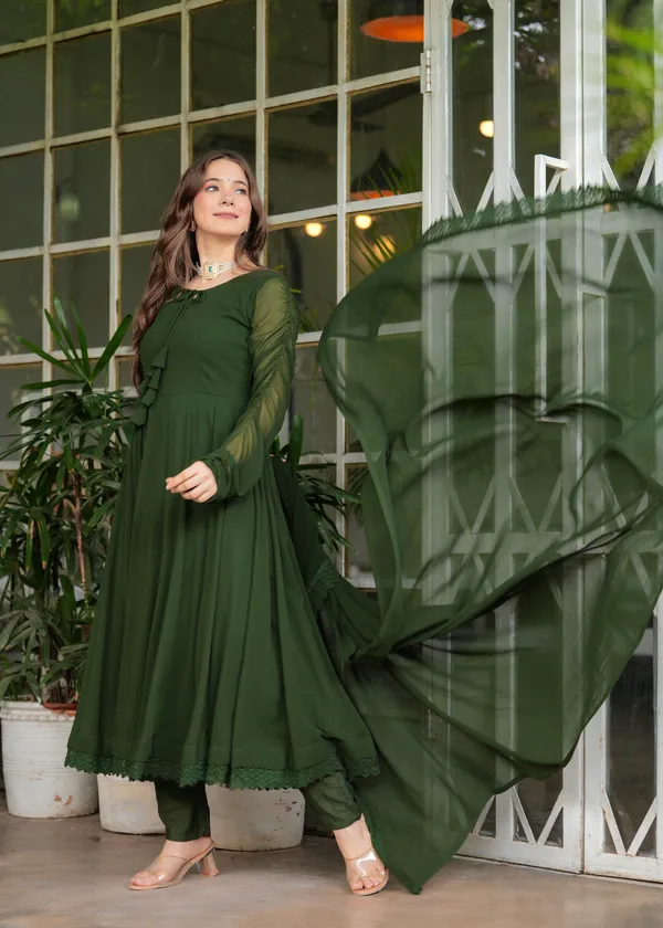 Green_Georgette_/_Cotton_Premium_Kurta_Set_For_Women
