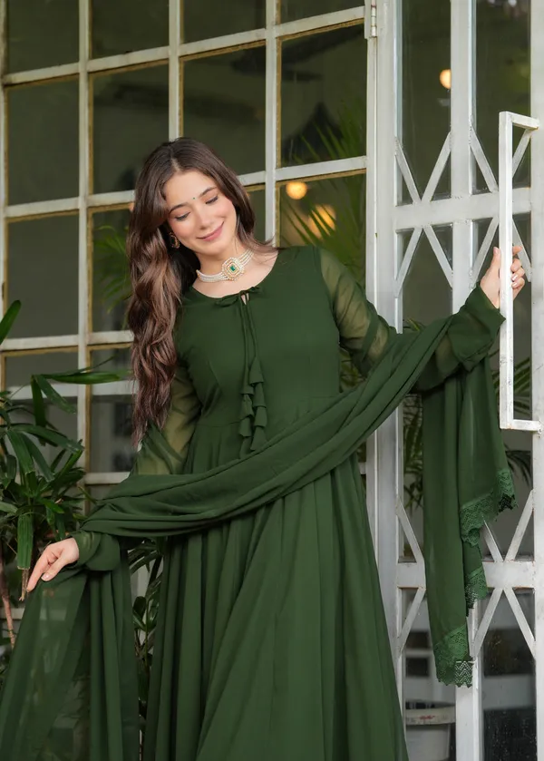 Green_Georgette_/_Cotton_Premium_Kurta_Set_For_Women