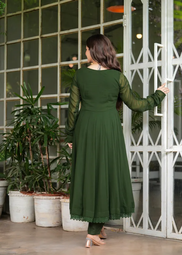 Green_Georgette_/_Cotton_Premium_Kurta_Set_For_Women