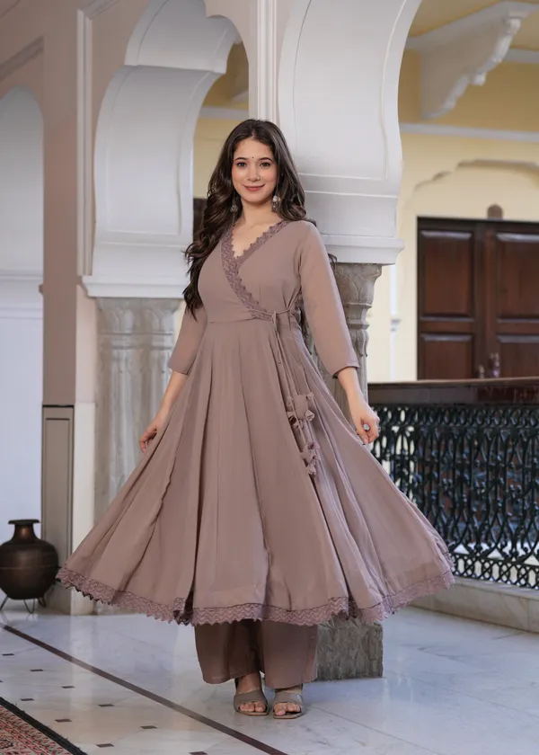 Dark_Brown_Georgette_/_Cotton_Premium_Kurta_Set_For_Women