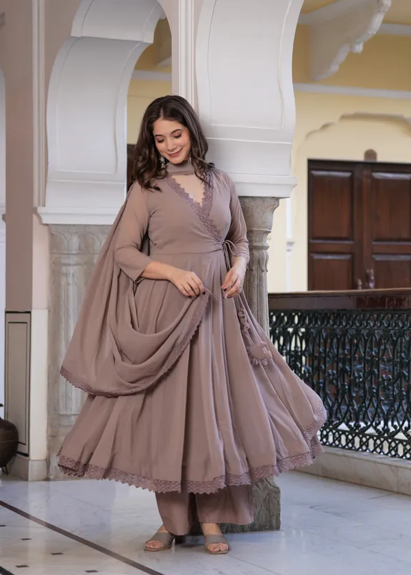 Dark_Brown_Georgette_/_Cotton_Premium_Kurta_Set_For_Women