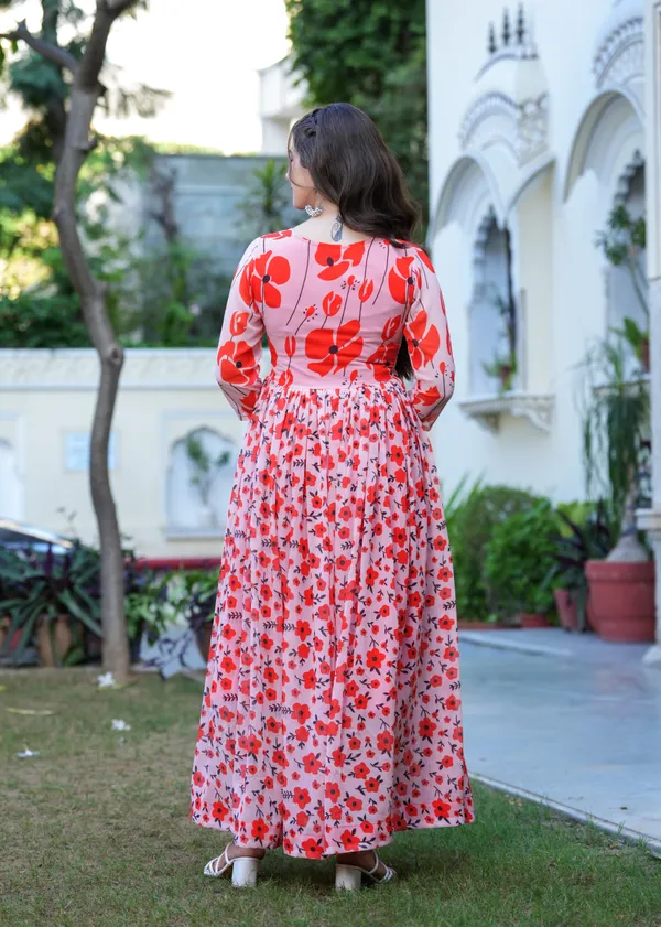 Red_Georgette_/_Cambric_Cotton_Premium_Kurta_Set_For_Women