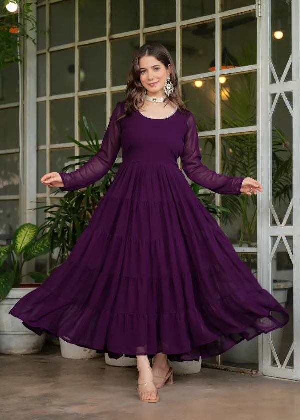 Purple_Georgette_/_Cotton_Blend_Premium_Kurta_Set_For_Women