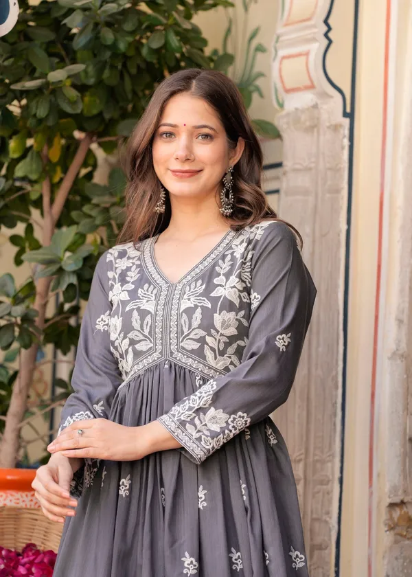 Grey_Rayon_Premium_Kurta_Sharara_Set_For_Women