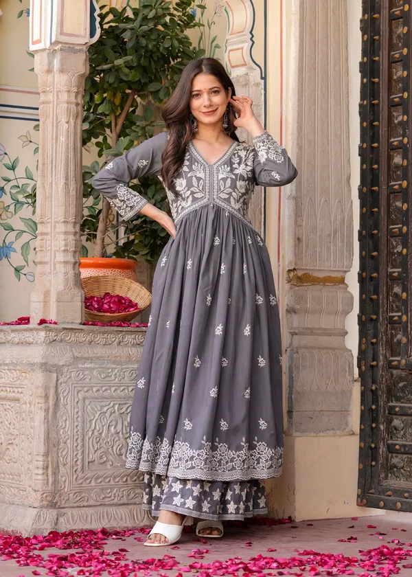 Grey_Rayon_Premium_Kurta_Sharara_Set_For_Women