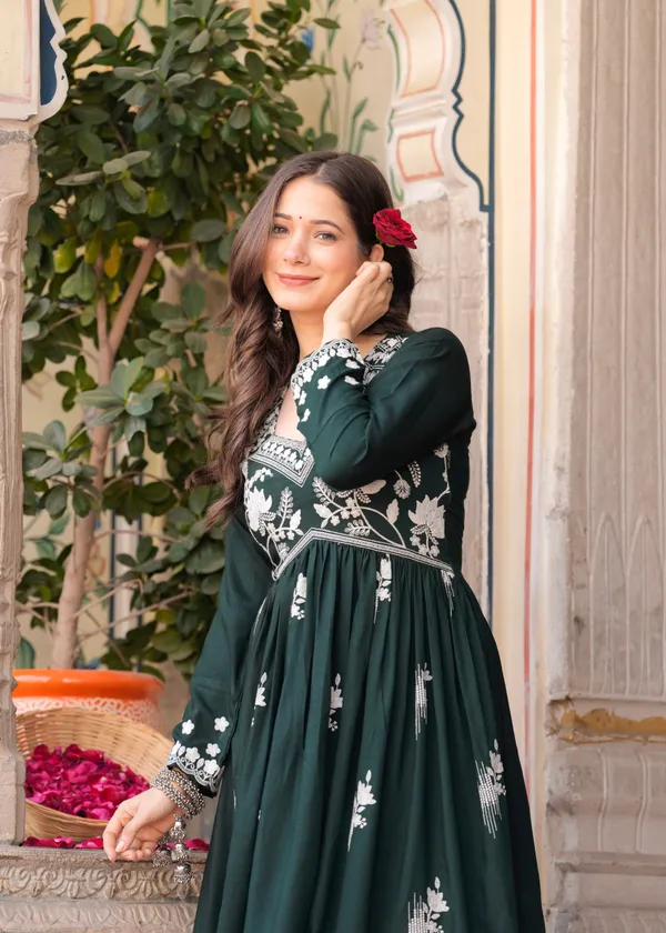 Green_Rayon_Premium_Kurta_Sharara_Set_For_Women