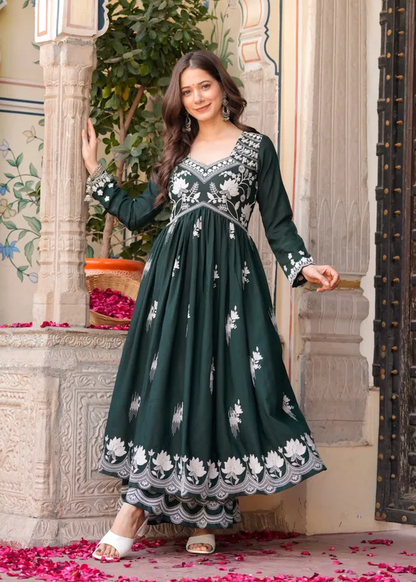 Green_Rayon_Premium_Kurta_Sharara_Set_For_Women